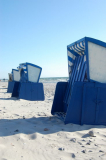 Strand mit Blauenstrandkörben