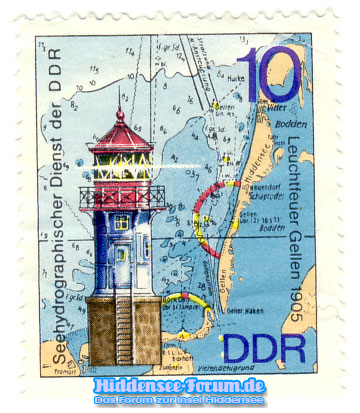 Leuchtturm Gellen auf 10 Pfennig-Briefmarke